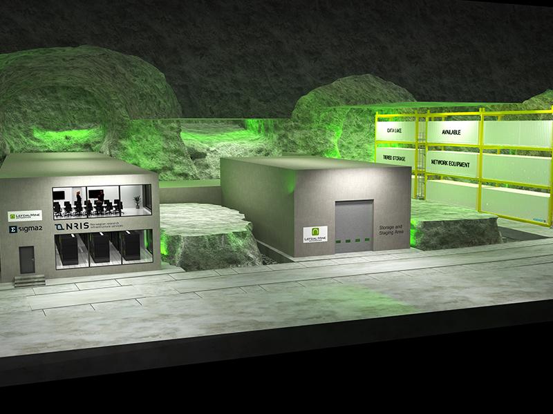 Illustration of Sigma2s area inside Lefdal Mine Datacenter. 