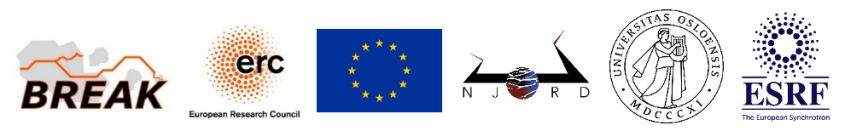 Collage of logos: Break, ERC, EU, NJORD, UiO and ESRF