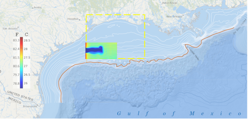 Map over the Mexico Gulf.