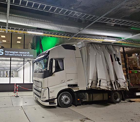 Close up of a truck being unpacked.