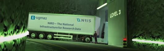 An illustration of a truck arriving in an underground data centre.