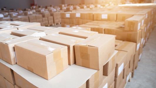 A lot of boxes in a storage facility. 