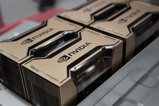 Close up of Nvidia GPUs.