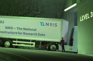 An illustration of a truck arriving in an underground data centre. 