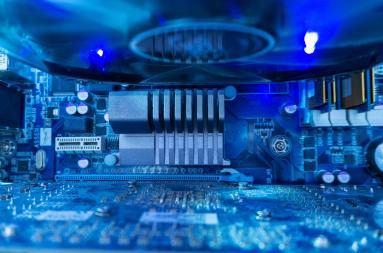 Close up of the inside of a supercomputer.